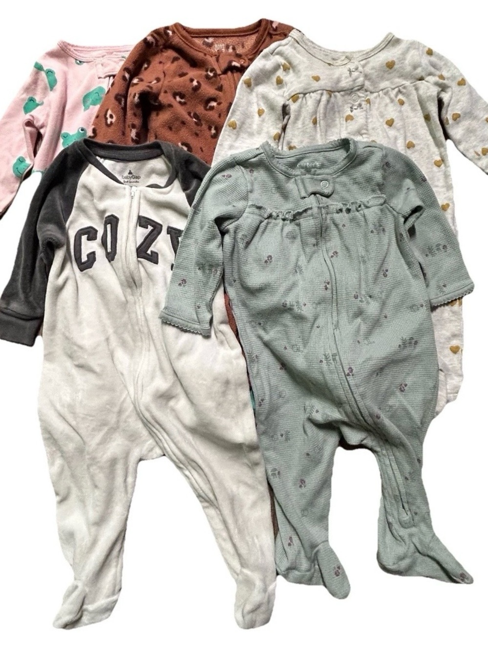 Toddler Girl Footie Pajamas Fleece Cotton Floral Animals Cozy Size 3-6 Months